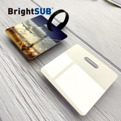 China BrightSUB 0.75mm Heat Transfer Printing Metal Bag Tags Custom Blanks Sublimation Foil Double Sided Metallic Blank Luggage Tag for sale