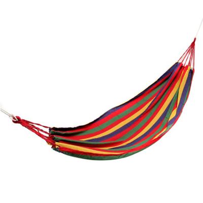 China Convenient Outdoor Camping Beach Travel Garden Canvas Cloth Ultralight Portable Striped Colorful Sleep Swing Thick Hand - Woven Hammock for sale