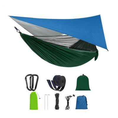 China Outdoor Jungle Easy Carry Portable Nylon Camping Hammock with Mosquito Net and Rain Fly Tarp for sale