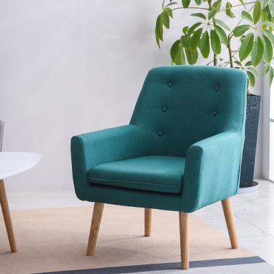 China Nordic Design Fabric Cheap Canvas Armchair Stuffed Living Room Chairs Reclining Wooden Armchair for sale