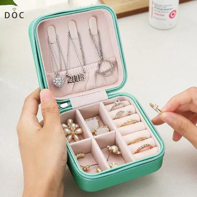 China OEM+ODM+Wholesale Wholesale Customized Pink Leather Necklace Earrings Diamond Ring Package Jewelry Velvet Packaging Jewelry Boxes for sale