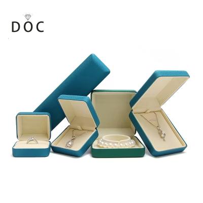 China OEM+ODM+Wholesale Logo Blue Luxury Custom PU Jewelry Packaging Leather Box For Ring Pedant Bangle Necklace for sale