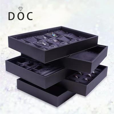 China OEM+ODM+Wholesale Black PU Leather Jewelry Display Tray Can Accept Color And Size Customized Jewelry Display Tray With Lid for sale