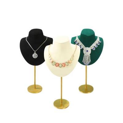 China Hot Sale OEM+ODM+Wholesale Jewelry Display Stand Leather Necklace Metal Bust Necklace Pendant Stand for sale