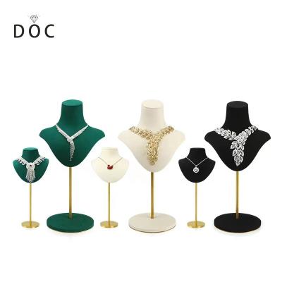 China Doc's New Arrival High End Jewelry Display Metal Support Microfiber Collar Bust. OEM+ODM+Wholesale Jewelry Bust Factory for sale