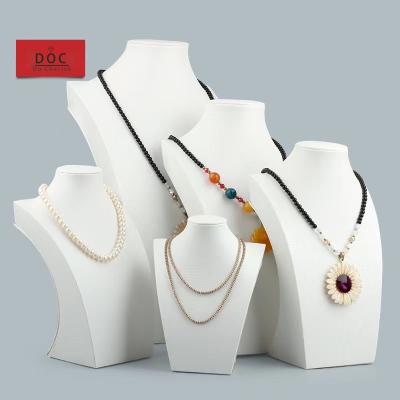 China OEM+ODM+Wholesale Wholesale Luxury Jewelry Organizer Bust For Pendant White PU Leather Necklace Display Mannequins Exhibitor for sale