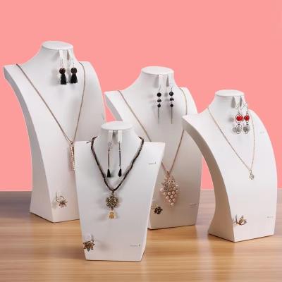 China OEM+ODM+Wholesale China OEM+ODM+Wholesale Luxury White PU Jewelry Display Stand Jewelry Store Counter Showcase Jewelry Necklace Bust for sale