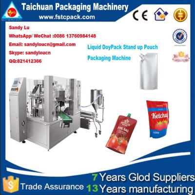 China Doypack stand up pouch filling , sealing , packging machine for liquid , oil for sale