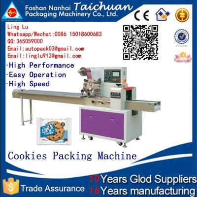 China Automatic Feeding System cookies/bread/cake/rice fong/biscuits/sandwich/chocolate Packing Machine for sale