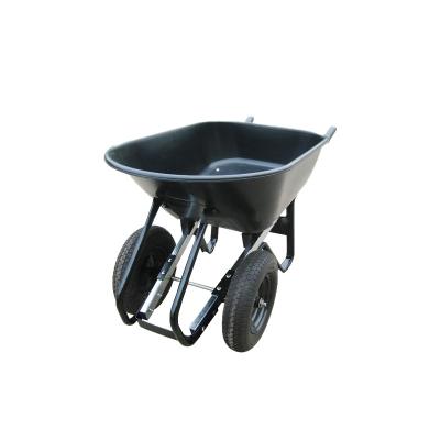 China Hot Selling High Quality Industrial Multi Purpose Tray Two Wheels Wheelbarrow Plastic Load 200KG 100L Heavy Duty Garden Farm for sale