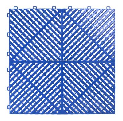 China Drainage Garage Waterproof Wear Resistant Anti-Slip Vented Plastic Interlocking Tiles/PP Removable Interlocking Floor Mats For Car Washing for sale