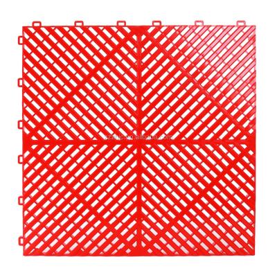 China Drainage Garage Waterproof Wear Resistant Anti-Slip Vented Plastic Interlocking Tiles/PP Removable Interlocking Floor Mats For Car Washing for sale