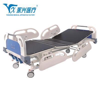 China Chinese Health Care Triple Function Clinic Hospital Bed Supplier YONGXING A04-003 Foldable Medical Bed With ABS Guardrails for sale