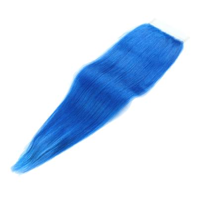 China Guangzhou Silky Straight Hair Factory Blue Straight Wave Closure, 4x4 Swiss Lace Closure, Ear To Ear Curly Afro Closure for sale