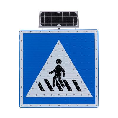 China Aluminium&Galvanized sheet Solar Panel Safety Warning Traffic Sign and Signal LED Flashing Lights Stop for Pedestrian in Crosswalk Sign LED Road Stop Sign for sale