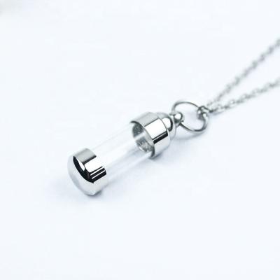 China Fashionable High Quality Stainless Steel Glass Bottle Pendant Necklace For Keepsake Urns for sale