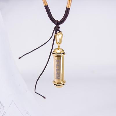 China Stainless Steel 18K Gold Plated Faith Shurangama Mantra Buddhist Scripture Pendant Necklace for sale