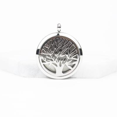 China 30MM Stainless Steel Tree of Life Stainless Steel Essential Oil Diffuser Pendant Necklace Pendant Jewelry for sale