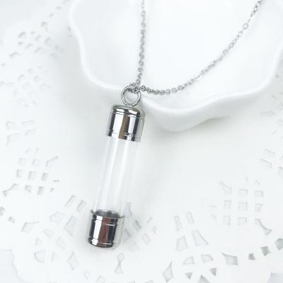 China Fashionable Transparent Stainless Steel Glass Bottle Memorial Pendant Necklace for sale