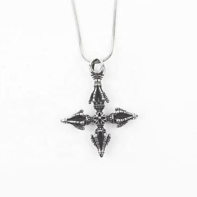 China Custom Made Mens Tibetan Buddhist Vajra Cross Symbol Necklace Pendant Environmentally Friendly for sale