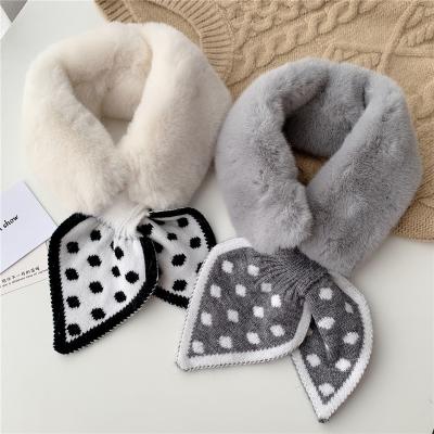 China Soft Hand Feeling Faux Rabbit Fur Collar Scarf Soft Plush Soft Hand Feeling Women Winter Shawl Wrap Ladies Scarves for sale