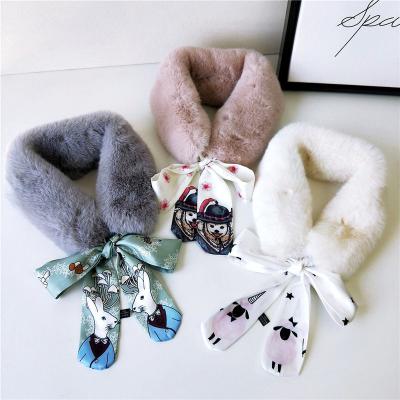 China Soft Hand Feeling Women Girls Knitted Faux Rabbit Fur Scarves Warm Muffler Neck Warmer Plush Scarf Collar for sale