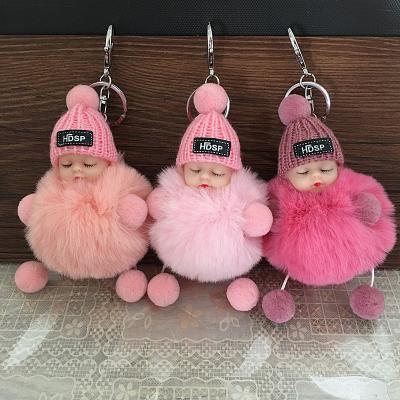 China Cute Plush Ball Plush Fur Key Chain Doll Sleeping Soft Hand Feeling Cartoon Key Chain Key Ring For Women Handbag Car Key Holder Bag Pendant Toys for sale