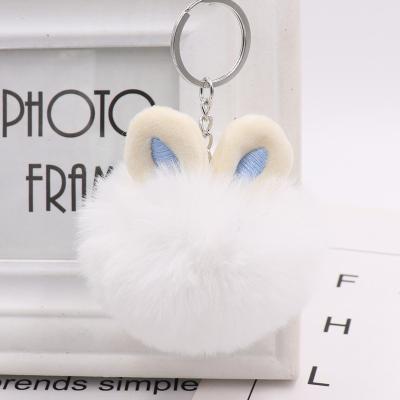 China The 2021 Fluffy Pom Pom Keychain Ball Keychain Fake Rabbit Hair Fur Keychain Soft Hand Charm Bunny Keychain Keyring for sale