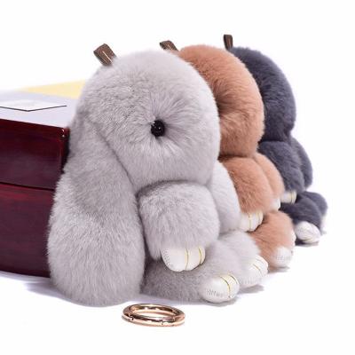 China Soft Hand Feeling Fashion Kawaii Bunny Keychain Rex Rabbit Key Chains For Women Bag Toys Doll Pompom Fluffy Keychain Lovely for sale