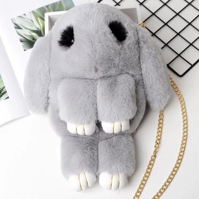 China Fashion \Casual Cartoon Bunny Messenger Bag Fashion Plush Rabbit Girl Fur Chains Comfortable Cute Women \Durable Handbag Long for sale