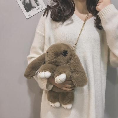 China Fashion\Comfortable\Durable Kids Rabbit Faux Fur Backpack Bunny Hare Shoulder Bags Plush Doll Cross - Body Backpack Fashion Stretch Wallet Purse for sale