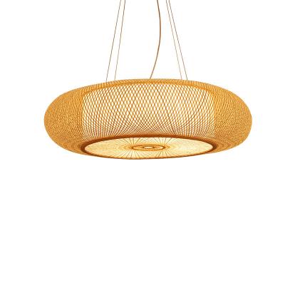 China Restaurant Decoration Asian Chinese Bamboo Rattan Chandelier Bamboo Woven Pendant Light Lighting for sale