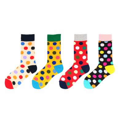 China 2021 Fashion Socks Dots Pattern Women Crew Socks Factory Wholesale QUICK DRY Funny Colorful Cotton Socks Custom Logo for sale