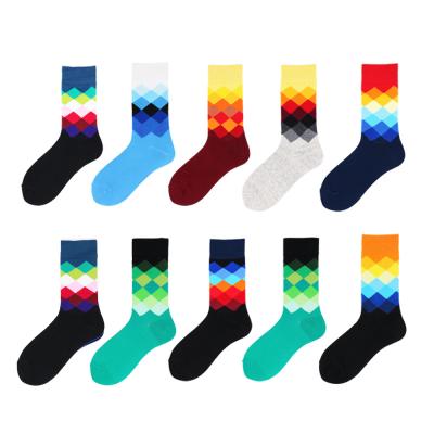 China 2021 Misland Grid Pattern Unisex QUICK DRY Socks Crew Funny Socks Custom Logo Fashion Socks Happy Design for sale