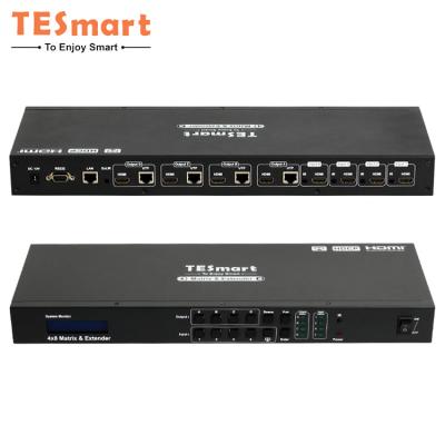 China TESmart HDMI KVM Switch Cat 5e/6 HDMI Matrix w/ Cat 5 Extra 4 in 4 out of 4 mirror 1920x1080@60Hz Extended Quad View Mode HME0408A30 for sale