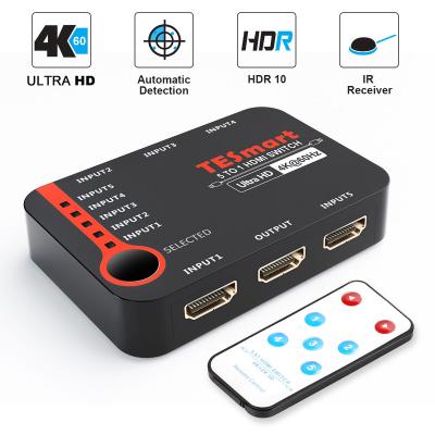 China TESmart HDMI 4k Plastic Switch 5 in 1 IR Outdoor with Full 3D CEC Function and 4Kx2K 60hz Video Changer for HDTV DVD STB PS4 PC for sale