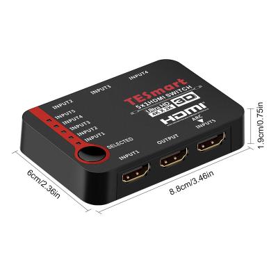 China AUTO Detect TESmart Input 5 Output 1 HDMI Switch Rate 10.2Gbps High Quality Auto Scan 4K30Hz HDMI Switch for sale