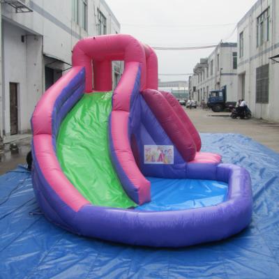 China Outdoor Entertainment Inflatable Slide Pink Water Slide With Water Pool for sale