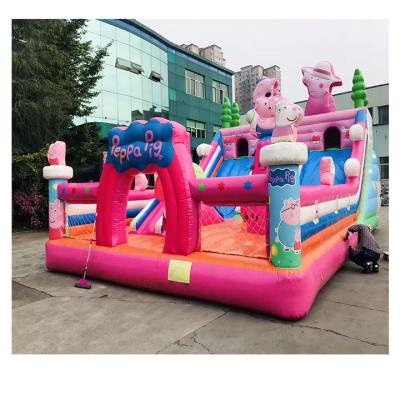 China Factory Price Outdoor Inflatable Trampoline Mesh Cloth Inflatable Trampoline With Slide for sale