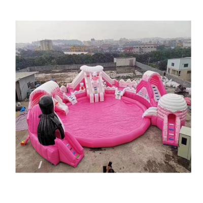 China Event Fashion Design Good Quality Water Park Inflatable Slides Commercial Inflatable Water Slide With Pool for sale