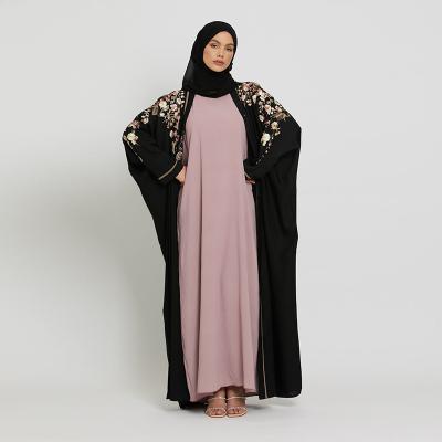 China Polyester 2022 Luxurious Modern Abaya Dubai Used Nida Fabric Solid Color Turkish Muslim Ball Woman Long Dress With Stones for sale