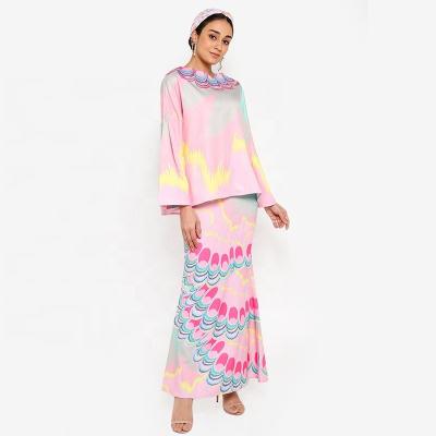 China Latest Casual Modern Fashion Printing Islamic Clothing Kebaya Elegant Most Beautiful Modern Kaftan Abaya Kurung Baju Kurung for sale