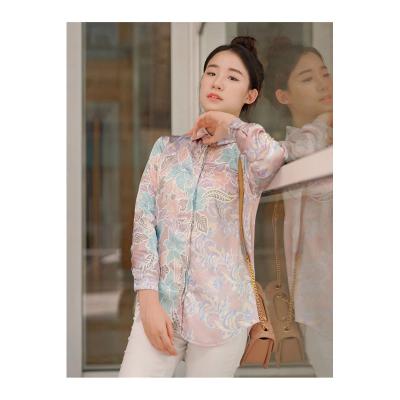 China Pink Anti-wrinkle New Fashion Cotton Ladies Office Wear Tops Muslim Short Blouse Women Tops for sale