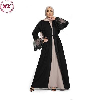 China Free Shipping Muslim Abaya Women Dress Black Dresses Dubai Formal Solid Color 3 Pcs Set Turkish With Zipper Muslim Abaya Women Dress for sale