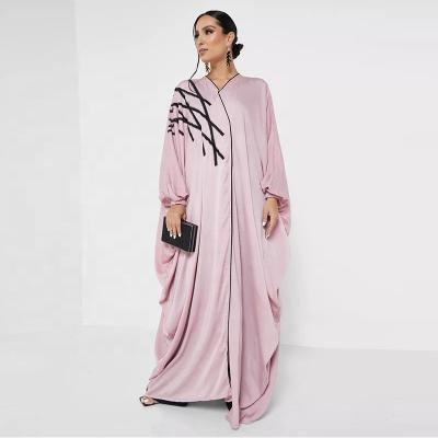 China Newest Fashion Roupa Islamica Polyester Women Wedding Party Dress Flower Embroidery Muslim Kimono Modern Islamic Abaya Clothing for sale