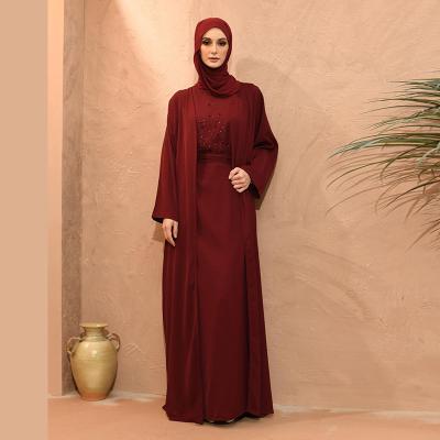 China Abaya Women Style Solid Color Fashion Baju Kurung Islamic Clothing Maxi Dress Muslim Dubai Abaya Women Long Sleeve Traditional Simple Muslim Kaftan Modern Muslim Kaftan for sale