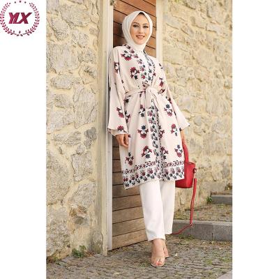 China Polyester Elegant Muslim Women Loose Islamic Clothing Kimono Cardigan Eid Event Loose Fitting Dresses Semi Tunic Kaftan for sale