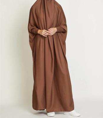 China Polyester Wholesale Solid Color Prayer Hooded Khimar Jilbab Long Maxi Dresses Islamic Clothing for sale