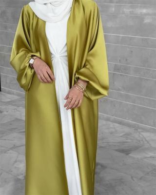 China Pakaian Maxi Islamik Good Quality Polyester Puff Front Long Sleeves Open Thobe Abaya Islamic Women's Muslim Kimono Clothing for sale