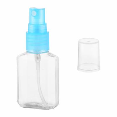 China Personal Care 30ml Pet Liquid Square Bottle With Plastic Sprayer for sale